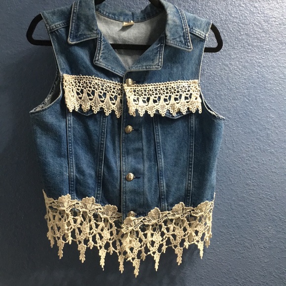 Vintage denim lace vest - Picture 3 of 8